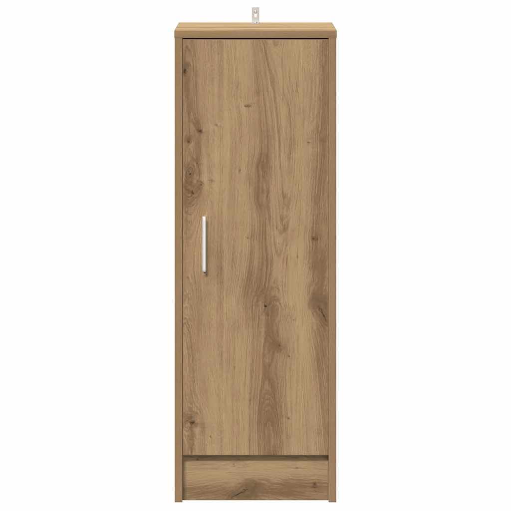 Schuhschrank Artisan-Eiche mit Tür Holzwerkstoff 32 x 35 x 92 cm schmal hoher Schuhständer mit 6 Fächern platzsparend für Flur Diele Eingangsbereich Ordnung und Aufbewahrung