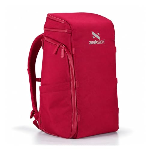 Zeeksack The Organizer - Roter Rucksack 20L - Wasserabweisender Reiserucksack mit Laptopfach herausnehmbaren Trennern und Fächern für Wandern Camping Flugreisen und Wochenendtrips