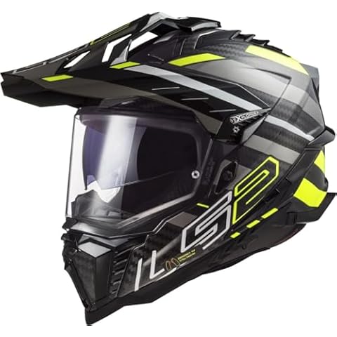 LS2 Explorer Carbon Edge Motocross Helmet Black H-V Yellow Cover
