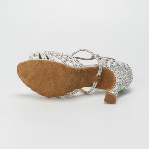 Women Ballroom Dance Shoes Diamond-Studded Fashion High Heel Sandals Latin Salsa Practice Performance Shoes3