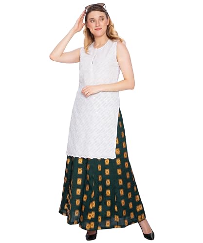 Image of TNQ Full Flared Cotton Palazzo Pants || Gold Print Printed Sharara Garara || Ethnic Or Casual Wear