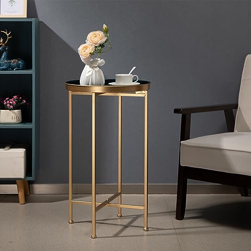 Hollyhome HMTT-22BG Small Round Metal Waterproof End Table thumb #4