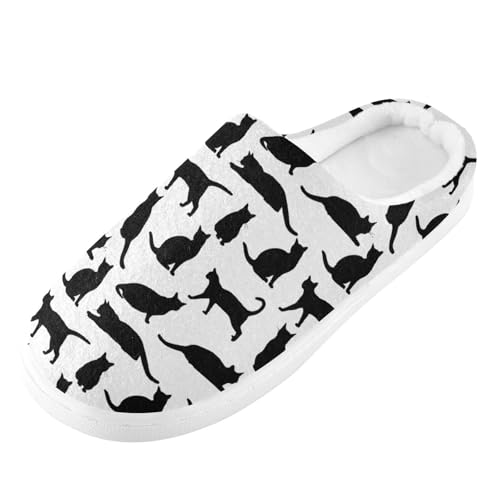 Cute Cat Black and White Slippers for Women Men, Soft House Slippers with Cozy Memory Foam Indoor Outdoor Slippers Size 8/9 23018502