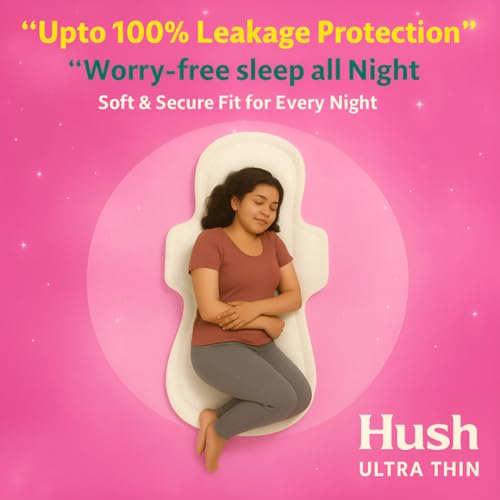 Image of Hush Ultrathin Sanitary Pads | 280mm | Super Absorption | Large Wings | Odour Lock | Comfortable & Long-Lasting Protection | Pack of 6 | XL | 36 Sanitary Pads