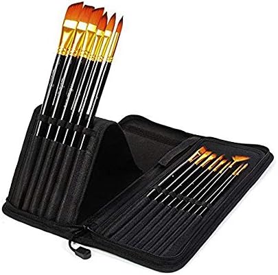 Joyooss 15pcs Artist Paint Brush Set with Carring/Storage Case & Pop-up Stand, Professional Painting Kits with Synthetic Nylon Tips, Wood Handles for Painting Acrylic Oil Watercolor, Artist Face Body