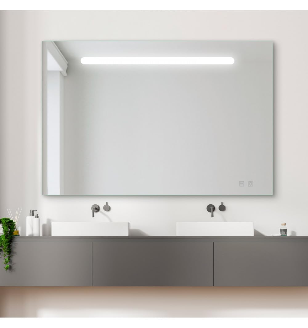 Aplike - Espejo Baño 120 x 80 cm con Luz LED, Antivaho, Sensor Táctil de Encendido y 2 Puertos USB, IP44, Luz Blanca Fría (5700K) - Espejo Álava