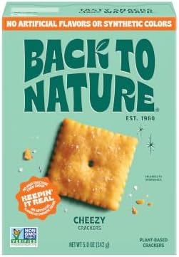 Back to Nature Cheezy Crackers Squares, Non GMO Plant Based Snack, 1pk