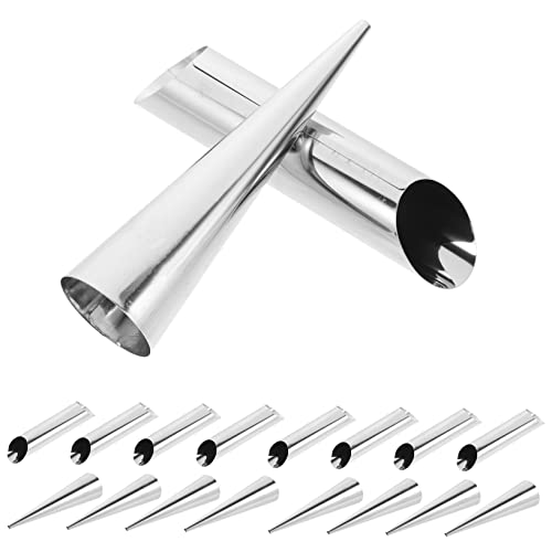 KICHOUSE 16pcs Stainless Steel Croissant Reusable Baking Tubes for Puff Pastry for Horn-shaped Danish Pastries Easy to Clean and Bakeware for Home Bakers