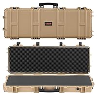 VEVOR Waffenkoffer mit Hartschale für Langwaffen, abschließbarer Gewehrkoffer mit vorgeschnittenen Schaumstoffen, Langwaffenkoffer Waffenaufbewahrung rollbar IP67 wasserfest, 1042x352x91 mm Khaki