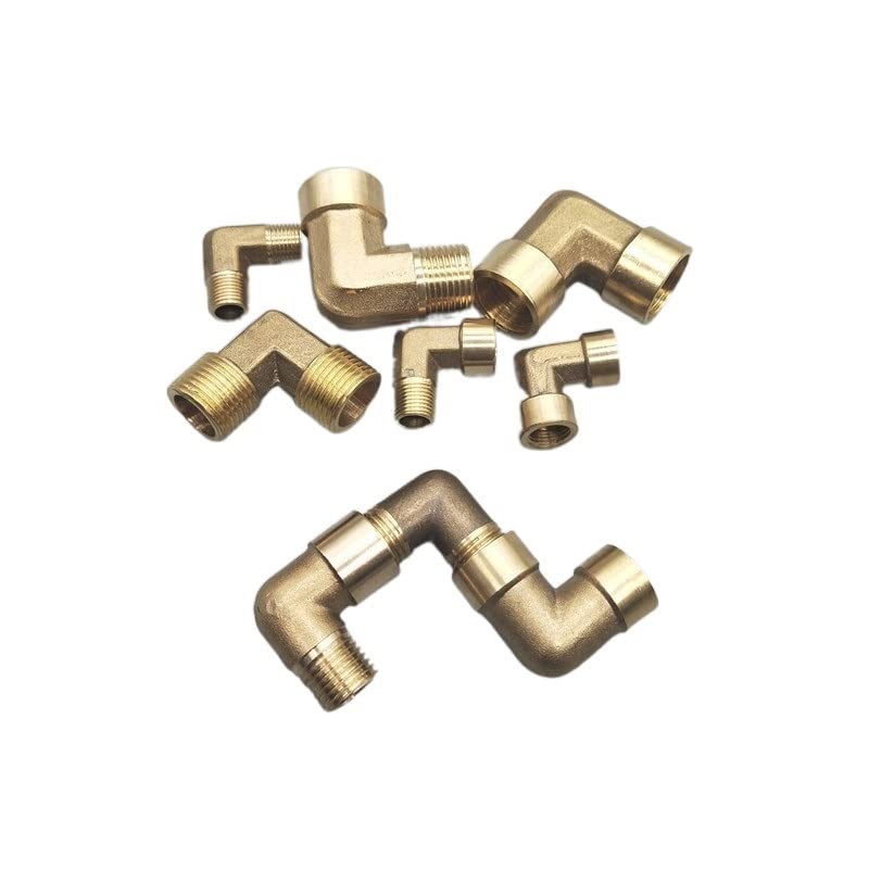 Accesorios De Tubería En Codo Acoplador de conector de montaje de tubería de codo de latón de 90 grados de rosca hembra x macho for adaptador de cobre de combustible de agua Para Conexiones(M,1")