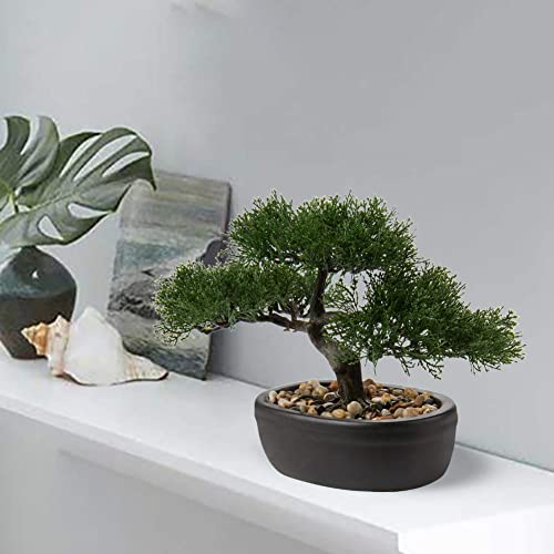 Artificial Bonsai Tree Juniper Faux Plants Indoor Small Fake Plants Decor With Ceramic Pots For Home Table Office Desk Bathroom Shelf Bedroom Living Room Farmhouse Decorations #TOP1
