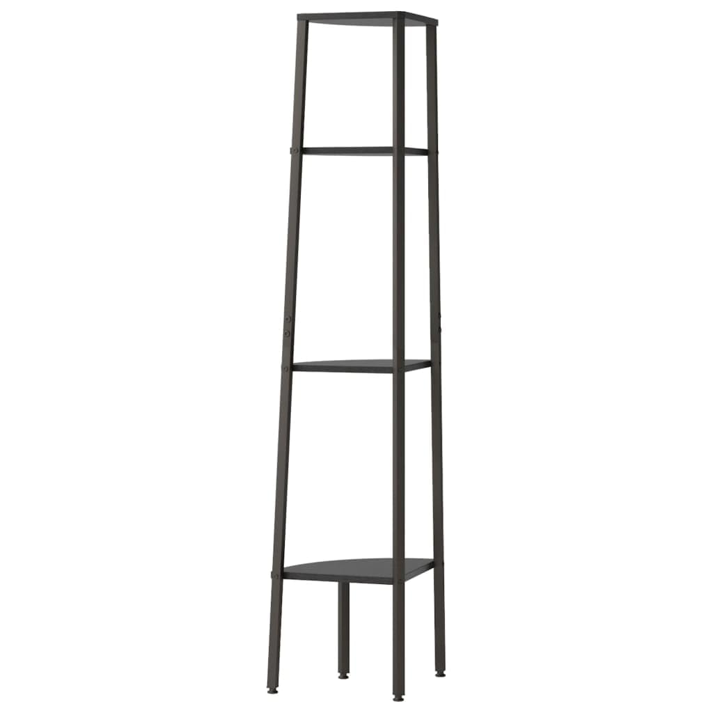vidaXL Eckregal mit 4 Ablagen Schwarz 45,5x31,5x150 cm, Standregal, Regal, Lagerregal, Bücherregal, Aufbewahrungsregal, Eck-Bücherregal