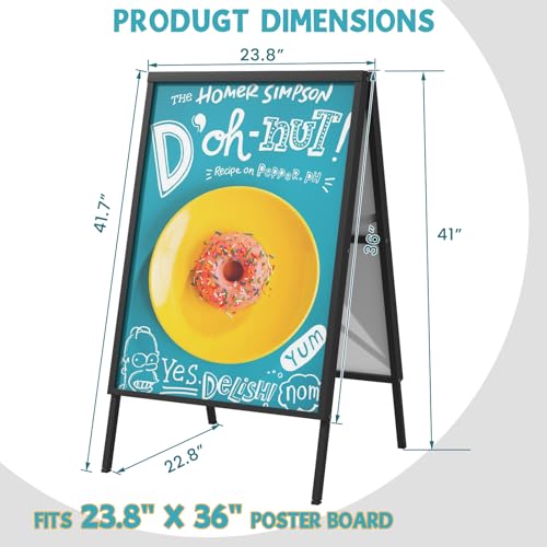 4 PCS A Frame Sign Holder-24x36 Inch, Heavy-Duty Double-Sided Sandwich Board Holder, Foldable Business & Store Sign Holders with Metal Flap to Protect Against Raindrops, for Pavement Outdoor, Frame Only by Noliven - Image 3