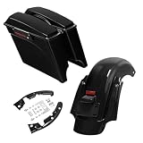TCMT 5' Stretched Latch Saddlebags LED Rear Fender Fit For Harley Touring Road King Electra Glide Street Glide...