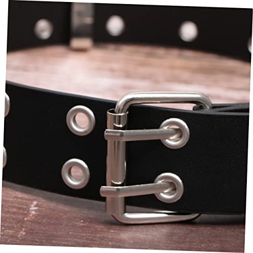 LIFKOME Punk Style PU Waist Belt with Double Rows Holes Pin Buckle for Women and Men Accessory2