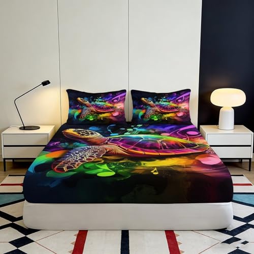 Drap-housse tortue de mer microfibre housse de matelas imprimée 3D - 4