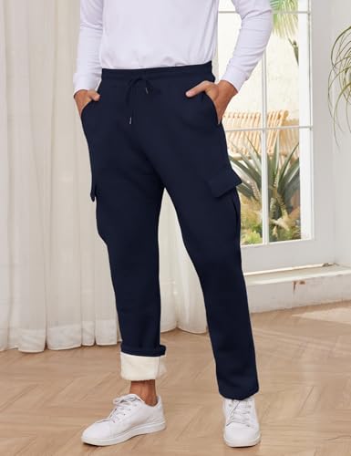 Gihuo Men's Winter Sherpa Lined Fleece Sweatpants - Black, Size 34 (Regular, 28-32 Inseam)4