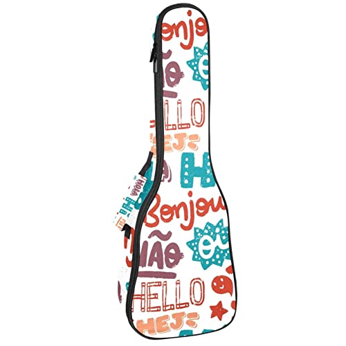 Sac pour ukulélé soprano rembourré anti-choc avec motif hello