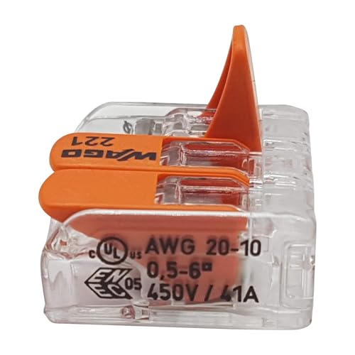 WAGO Wago 221-613 Zestaw 10 zacisków przyłączeniowych 3-żyłowych z dźwignią 0,5-6 mm², mały, przezroczysty