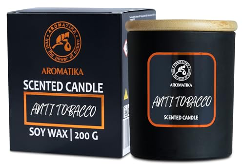 Vela Perfumada Anti Tabaco 200g - Vela de Cera de Soja - Vela con Aceite Esencial de Menta - Aroma de Relajación - Fragancia para Hogar - Aromaterapia - Regalo para Hombres