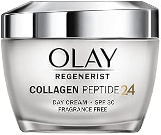 Olay Collagen Peptide 24 Moisturiser 50ml, Face Cream with SPF 30 Protection + Collagen Peptide & Vitamin B3, Instantly Hydrates for 24H