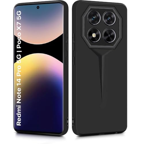 Image of WOW IMAGINE Slim Back Cover for Redmi Note 14 Pro 5G | Poco X7 5G | Blade Series Ultra Thin Case with Lightweight Design | Camera Protection | Soft Matte Silicone Flexible Mobile Case - Black