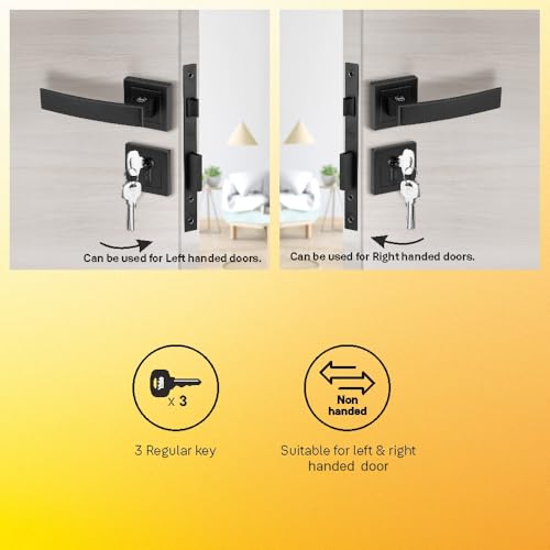 Image of Yale YECM-405-OR-TT-BM Mortise Door Lock for Bedroom /Home /Office /Hotel Suitable for Left /Right Handed Doors | Comes with Rose & Escutcheons with Thumb Turn, 3 Keys Cylinder and Lock Body (Black Matt)