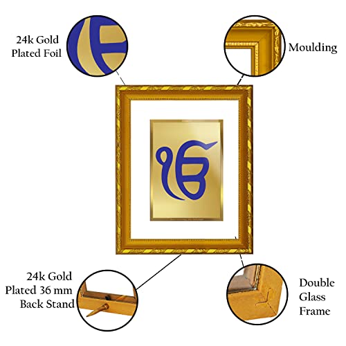 Image of Diviniti Ek Omkar Gold Plated Wall Photo Frame, Table Decor| DG Frame 103 Size 2 and 24K Gold Plated Foil| Religious Photo Frame Idol For Pooja, Gifts Items (21.5 CM X 17.5 CM)