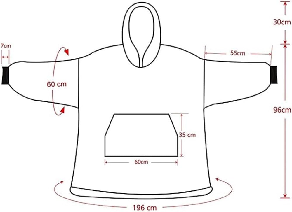 Lanqinglv Koc pod TV z rękawami i kieszenią na stopy, koc z kapturem, oversized, damski / męski sweter z kapturem, puszysty koc na sofę, ciemnoniebieski, koc polarowy Teddy Cashmere Touch