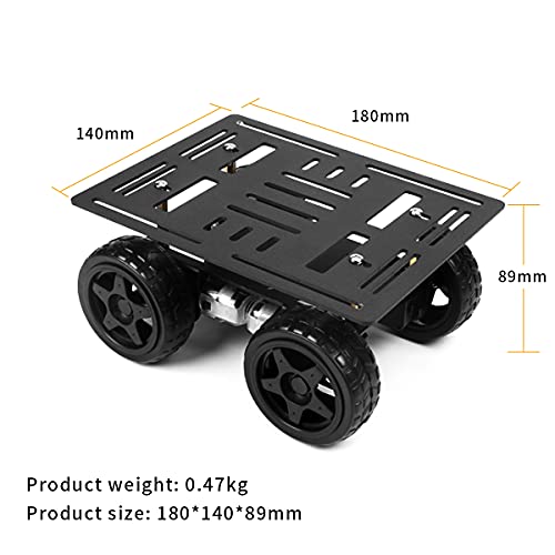 Image of LewanSoul 4WD Smart Chassis Car Kit with Aluminum Alloy Chassis, TT Motor, 66mm Wheels, Robotic Moving Platform (Black, Unassembled)