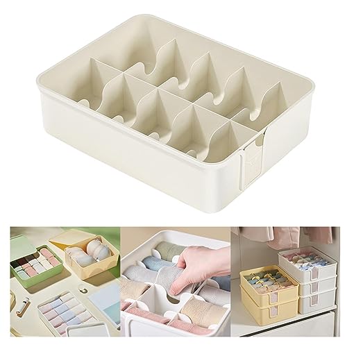 Underwear Sock Storage Box Drawer Organizer Practical Lingeries Storage Bins Closet Organizer for Panties, Ties, Socks Underwear Belts, 10 Grids White
