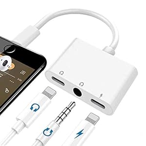 3 in 1 Lightning to 3.5mm Jack Headphone Adapter Earphone Jack Audio and Charging Adapter Headphone Splitter Compatible…