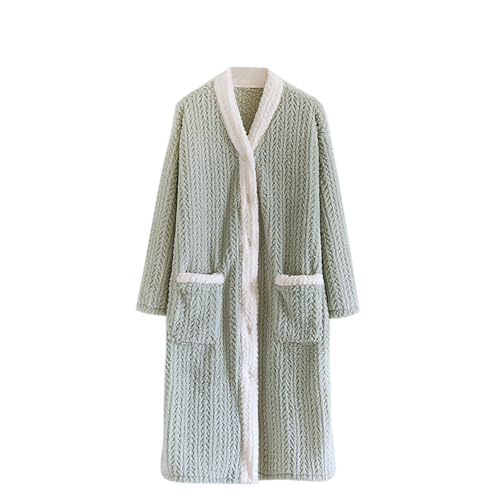Lime Green 2025 Lounge Button Pajamas for Ladies Winter Fall Flannel Loose Fit Long Thick Warm Thick Cardigan Basic Pajamas Pjs Bath Robe Bath Robe Womens 2025 Clothing Fashion M