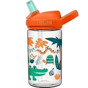 CamelBak eddy+ 14oz Kids Water Bottle with Tritan Renew – Straw Top, Leak-Proof When Closed, Jungle Animals