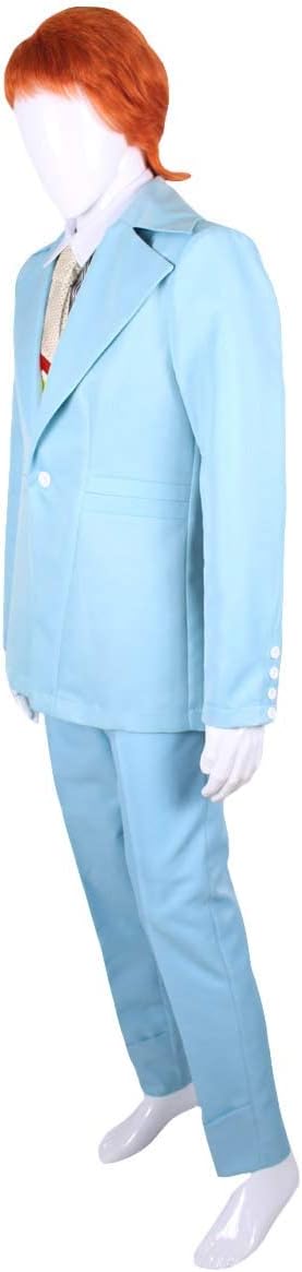 HPO Men’s Glam Rock Pop Star Blue Suit Costume – 70s Retro Singer Outfit Include Jacket, Shirt, Tie & Pants for Disco Party - Image 3