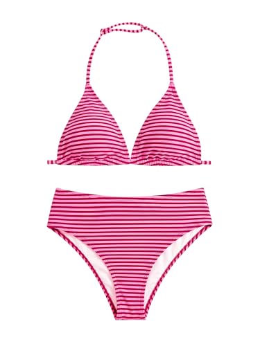Image of RoseSeek Girl's Tie Dye Smocked 2 Piece Swimwear Sets Backless Halter Bikini Cute Brief Bathing Suit