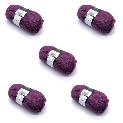 Lexicon Select Pack of 5 x 100g Balls Purple Aran Yarn - Heather