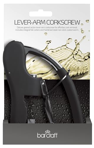 Foto von BarCraft Deluxe Korkenzieher, Weinflaschenöffner mit integriertem Folienschneider, Schwarz & Chrom