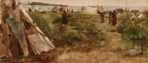 Affiches et gravures Campement Ojibwe Eastman Johnson toile salon 60x90cm
