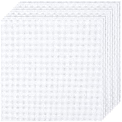 Image of 12 PCS Cross Stitch Aida Fabric 14 Count, 7.8 by 7.8 Inch, Classic Reserve Cross Stitch Aida Cloth for Home DIY Embroidery Decoration, White