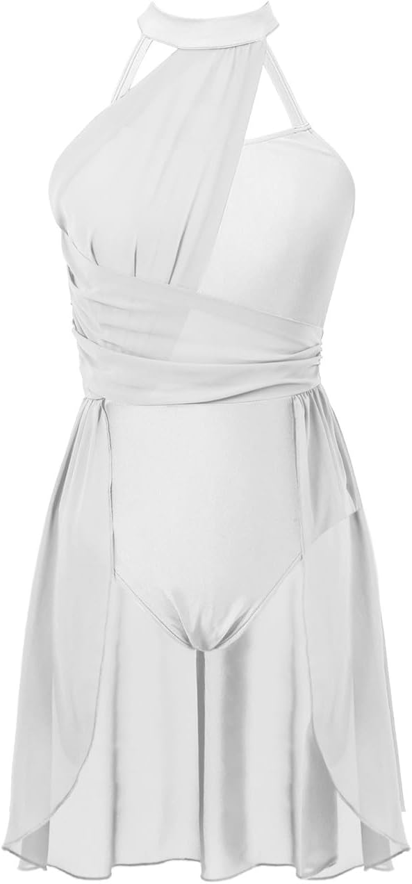 Vsadsau Women Ballet Leotard Dress Gymnastics Lyrical Ballerina Dance Costumes Performance Dress