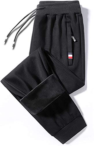 Herren Jogginghose Winterhose verdickter Samt wärmende Hose Übergröße Sport Laufen Workout Athletic Sweatpants M-8XL Gr. XXXXXXXL, Schwarz (Plus Samt) Cover