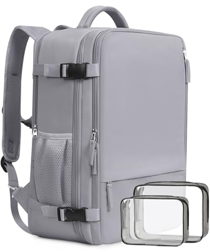 Mochila de viagem Beraliy aprovada por companhias aéreas para homens e mulheres, bolsa de itens pessoais para caminhadas de negócios universitários, Cinza, Large, Mochilas de viagem