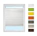 Produktbild Plissee Rollo mit Klemmfix (Weiß, B65cm x H100cm) Rollo Jalousie, Easyfix klemmträger ohne Bohren verspannt/Faltrollo Sichtschutz und Sonnenschutz für Fenster und Tür/Farbe & Größe wählbar