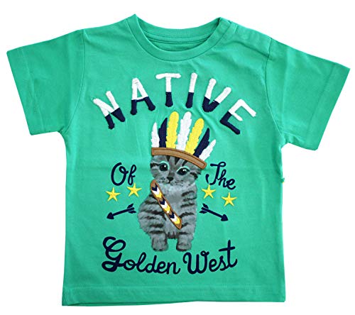 Mayoral - Maglietta da bambino, motivo: gatto indiano, Native of the golden West, colore: Verde verde 12 mesi
