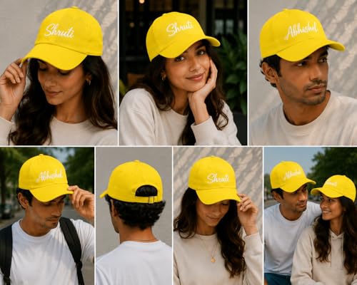 Image of AICA Personalised Name Cotton Cap for Men & Women � Black, Free Size | Gifts for Men & Women
