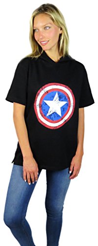 Captain America short sleeve hoodie noir Disney XL vêtement Marvel