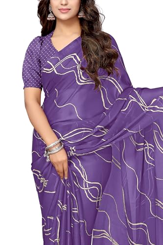 Image of MIRCHI FASHION Women's Ready to Wear 1 Minute Drape Chiffon Printed Saree with Blouse Piece