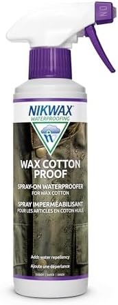 Nikwax Wax Cotton Proof, Spray-On Waterproofing for Waxed Cotton Jackets, Clothing, Outerwer, Restores Water Repellency DWR