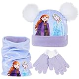 elsa EIN SÜßE BOMMELMÜTZE MIT ANNA UND ELSA: Dieses lustige Set für Mädchen besteht aus einem Paar Handschuhe, einer Bommelmütze und einem langen Schal (100 cm x 17 cm) oder ein angenehmen Snood und superweiches Material für Komfort. Es gibt zwei verschiedenen schöne Farben zur Auswahl, entweder warmes Blau oder eine schöne lila Farbe die dieser Handschuhe Set eine Tolle Geschenkidee für alle Frozen-Fans macht.